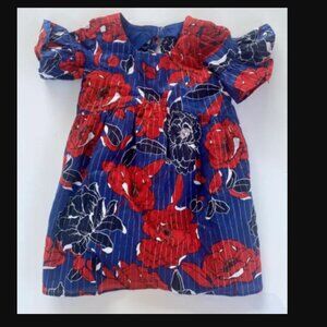 Janie and Jack Girls Floral Blue/Red Dress Size 18-24 Months